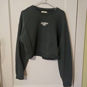 Heartbreak Hotel Women's Dark Green Cotton Cropped Sweatshirt